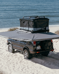 James Baroud Falcon 270° Markise. Einfacher Aufbau und ohne Stützen.