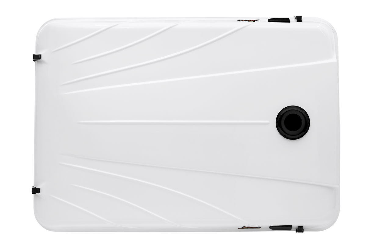 James Baroud Hartschalen-Dachzelt Evasion weiß Produktfoto. Oberseite bzw. Dach des Dachzeltes mit Lüfter.