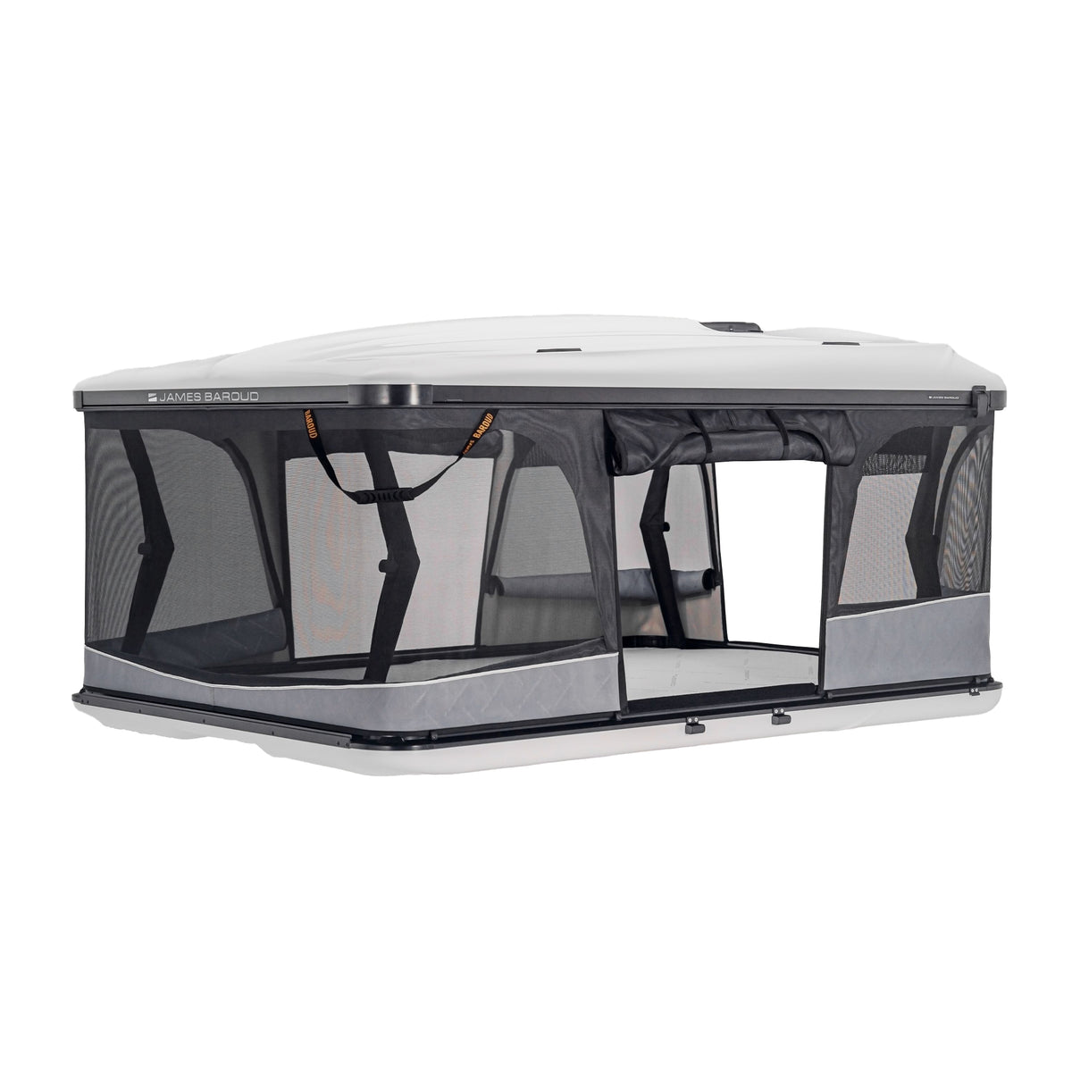 Detail James Baroud Hartschalen-Dachzelt Odyssey offen Weiß